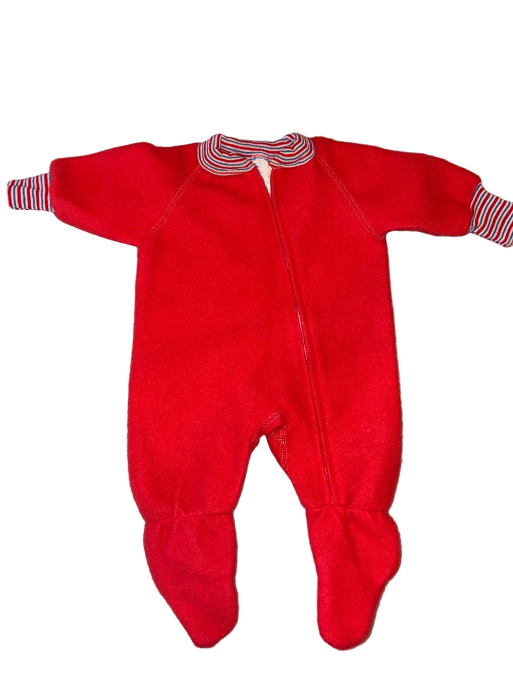 Vintage Gerber Red Fleece Footed Sleeper Pajamas 0-6M Made in USA
